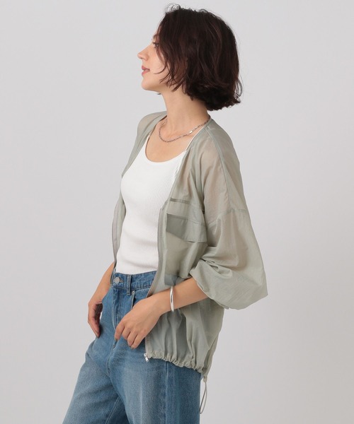 BAYFLOW（ベイフロー）の「[涼やかな透け感＆軽量]シアーＶネックブルゾン（ブルゾン・レディース・オフホワイト/グレー/ライトブルー・FREE）」の18枚目の写真