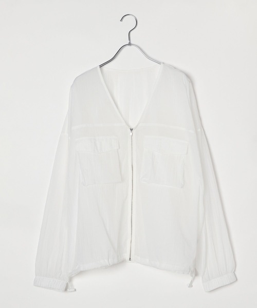 美品◯リヴドロワ　Vネックシアーブルゾン　オフホワイト BAYFLOW（ベイフロー）の「[涼やかな透け感＆軽量]シアーV
