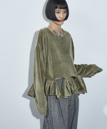 リボンモチーフベロアトップス