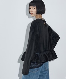 リボンモチーフベロアトップス