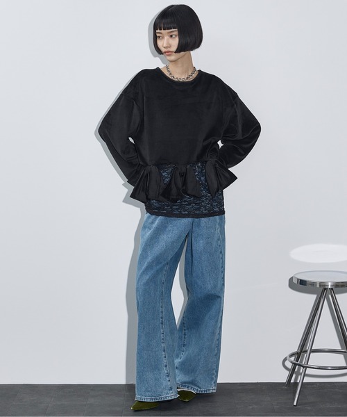 THE YOn(ザヨン)の「リボンモチーフベロアトップス(Tシャツ/カットソー・レディース・グレー/ブラック/オリーブ・FREE)」の20枚目の写真