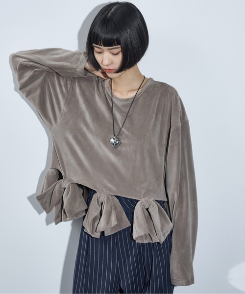 セール】リボンモチーフベロアトップス（Tシャツ/カットソー）｜THE