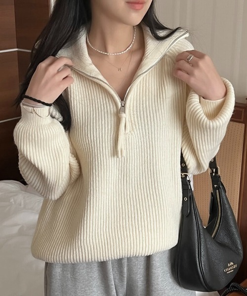 セール】ハーフジップラグランニット（ニット/セーター）｜LADY LIKE