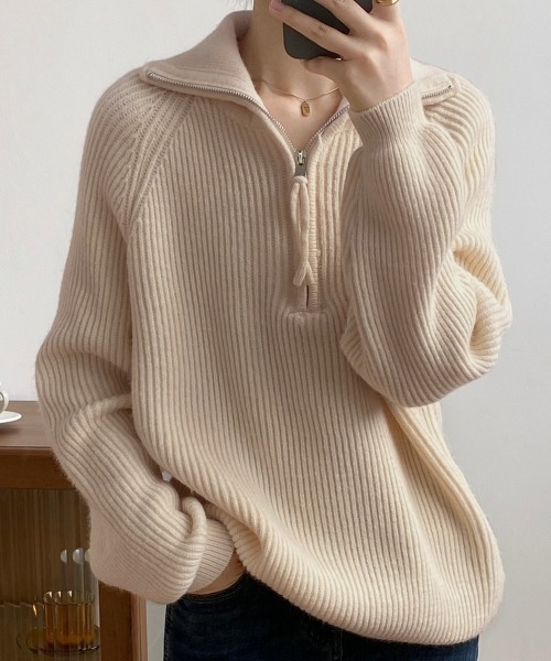 セール】ハーフジップラグランニット（ニット/セーター）｜LADY LIKE