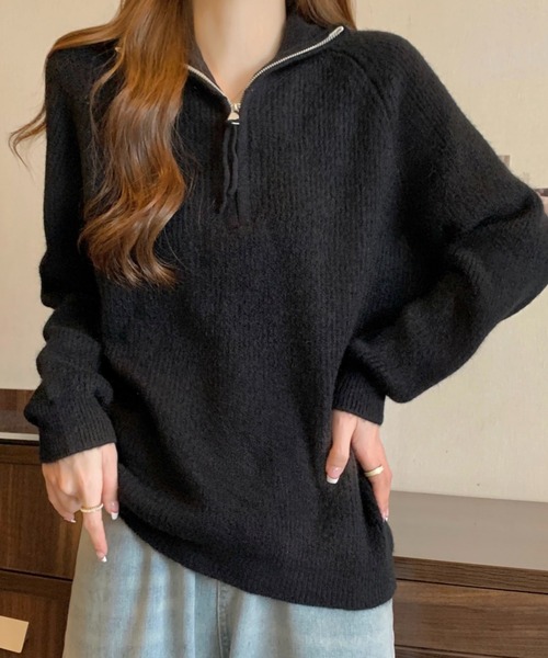 セール】ハーフジップラグランニット（ニット/セーター）｜LADY