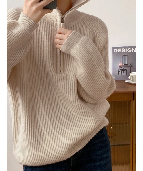 セール】ハーフジップラグランニット（ニット/セーター）｜LADY LIKE