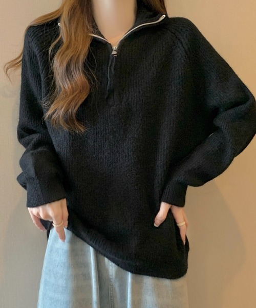 セール】ハーフジップラグランニット（ニット/セーター）｜LADY