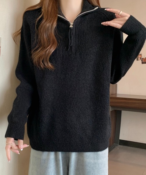 セール】ハーフジップラグランニット（ニット/セーター）｜LADY LIKE