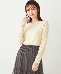 SHIPS Colors（シップス カラーズ）の「SHIPS Colors:〈手洗い可能〉メッシュ ポリエステルベロア クルーネック トップス◇（Tシャツ/カットソー・レディース）」