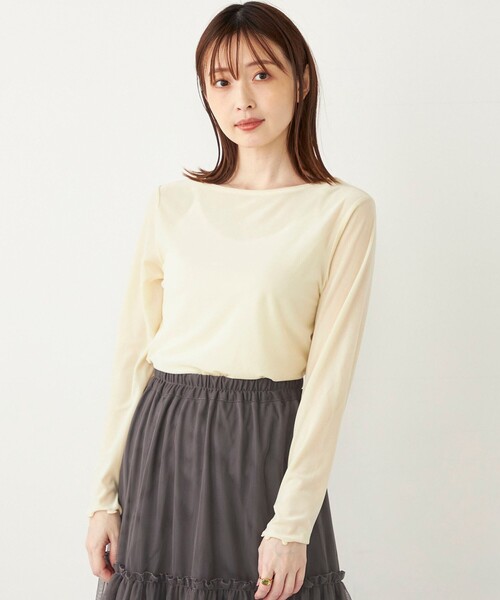 SHIPS Colors(シップス カラーズ)の「SHIPS Colors:〈手洗い可能〉メッシュ ポリエステルベロア クルーネック トップス◇(Tシャツ/カットソー・レディース・グレー/ブラック/オフホワイト・ONE SIZE)」の20枚目の写真