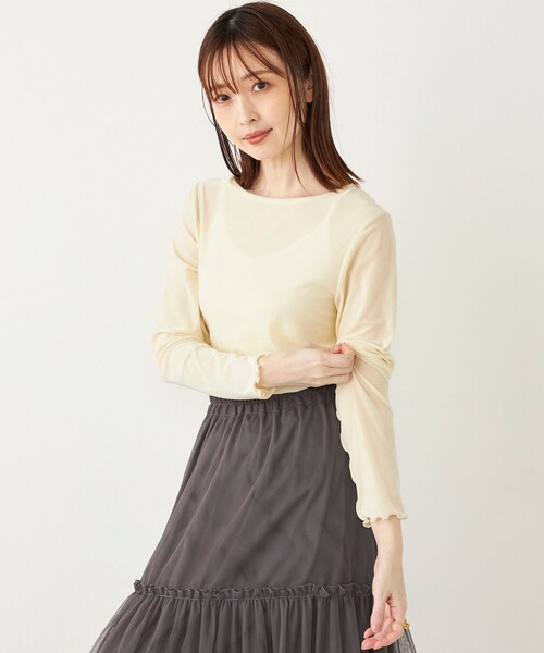 SHIPS Colors(シップス カラーズ)の「SHIPS Colors:〈手洗い可能〉メッシュ ポリエステルベロア クルーネック トップス◇(Tシャツ/カットソー・レディース・グレー/ブラック/オフホワイト・ONE SIZE)」の21枚目の写真