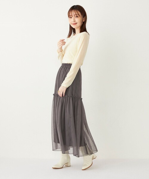 SHIPS Colors(シップス カラーズ)の「SHIPS Colors:〈手洗い可能〉メッシュ ポリエステルベロア クルーネック トップス◇(Tシャツ/カットソー・レディース・グレー/ブラック/オフホワイト・ONE SIZE)」の22枚目の写真