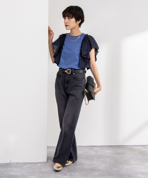 NOLLEY’S（ノーリーズ）の「布帛コンビプルオーバーカットソー（Tシャツ/カットソー・レディース・ホワイト/インディゴブルー/ブラック・38）」の20枚目の写真