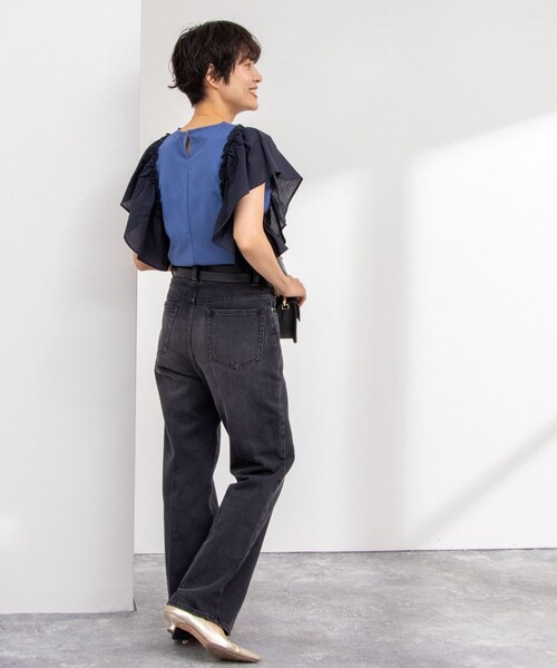 NOLLEY’S（ノーリーズ）の「布帛コンビプルオーバーカットソー（Tシャツ/カットソー・レディース・ホワイト/インディゴブルー/ブラック・38）」の19枚目の写真