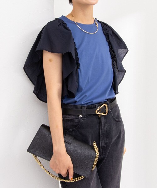 NOLLEY’S（ノーリーズ）の「布帛コンビプルオーバーカットソー（Tシャツ/カットソー・レディース・ホワイト/インディゴブルー/ブラック・38）」の17枚目の写真