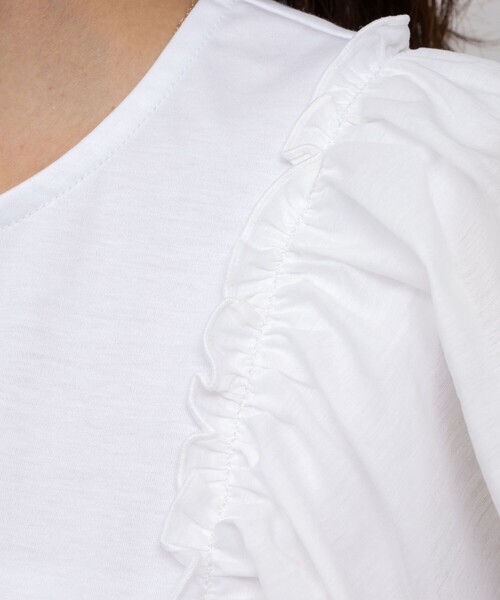 NOLLEY’S（ノーリーズ）の「布帛コンビプルオーバーカットソー（Tシャツ/カットソー・レディース・ホワイト/インディゴブルー/ブラック・38）」の9枚目の写真