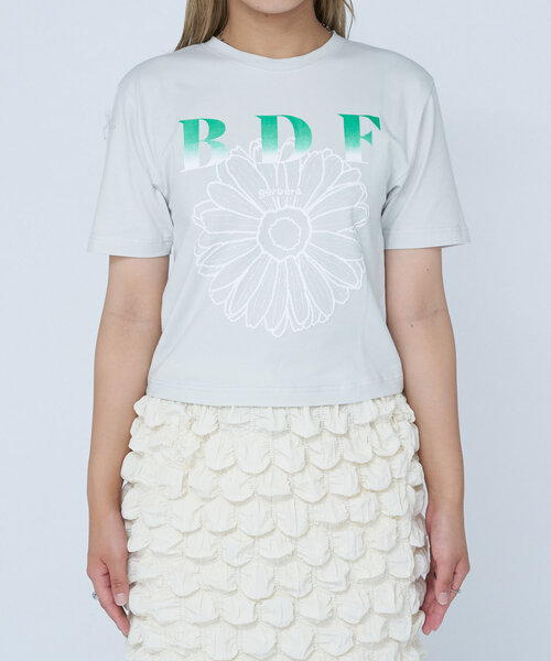CIAOPANIC(チャオパニック)の「【WEB限定】BDFフラワーロゴショートTee(Tシャツ/カットソー・レディース・カーキ/ブラック/アイボリー/サックスブルー/グレー/オフホワイト/ローズ/ベージュ/ネイビー/グリーン/レッド/ピンク・ONE SIZE)」の18枚目の写真