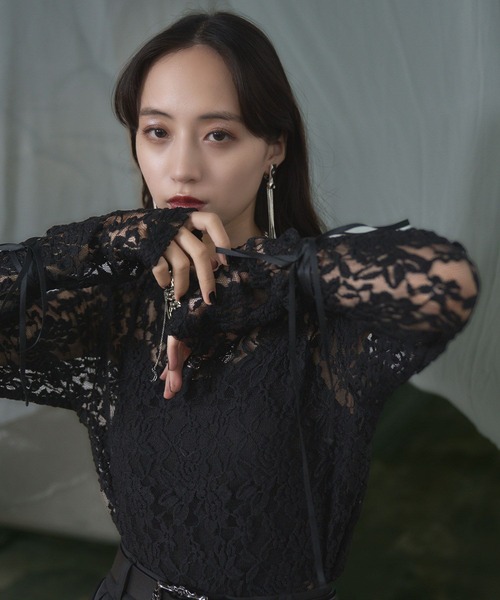 HARE（ハレ）の「モールレースタイトトップス(HARE)（Tシャツ/カットソー・レディース・ブラック/レッド/ブルー・FREE）」の18枚目の写真