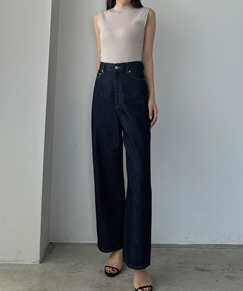 Louere（ルエレ）の「ハイウエストワイドデニム（デニムパンツ・レディース・インディゴブルー/ブラック/ホワイト・マルチサイズ）」の4枚目の写真