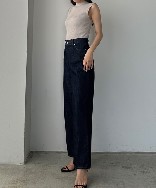 Louere（ルエレ）の「ハイウエストワイドデニム（デニムパンツ・レディース・インディゴブルー/ブラック/ホワイト・マルチサイズ）」の6枚目の写真