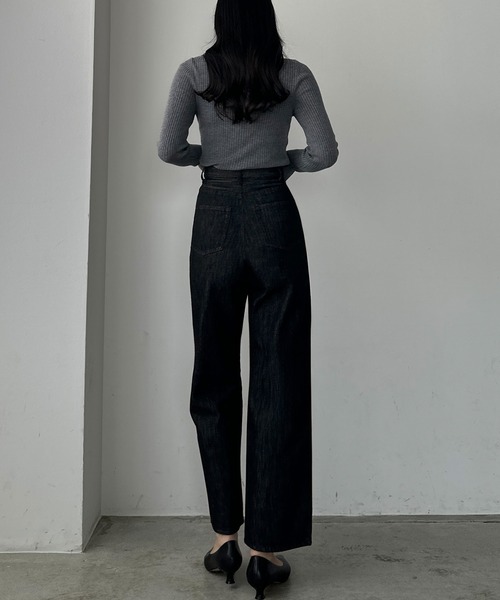 Louere（ルエレ）の「ハイウエストワイドデニム（デニムパンツ・レディース・インディゴブルー/ブラック/ホワイト・マルチサイズ）」の18枚目の写真