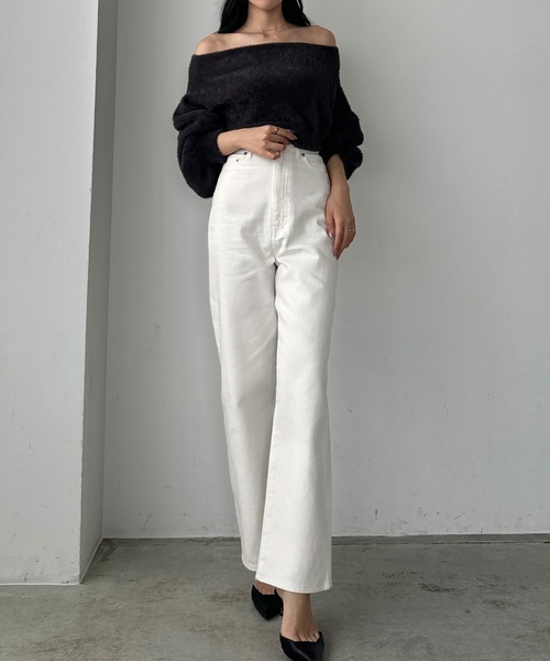 Louere（ルエレ）の「ハイウエストワイドデニム（デニムパンツ・レディース・インディゴブルー/ブラック/ホワイト・マルチサイズ）」の21枚目の写真