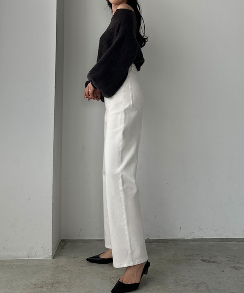 Louere（ルエレ）の「ハイウエストワイドデニム（デニムパンツ・レディース・インディゴブルー/ブラック/ホワイト・マルチサイズ）」の10枚目の写真