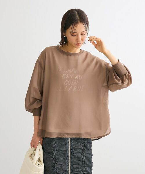 ELENCARE DUE（エレンカーレデュエ）の「・ELENCARE DUE シアープルオーバー（Tシャツ/カットソー・レディース・モカ/パープル/アイボリー/ブラック/チャコールグレー・FREE）」の6枚目の写真