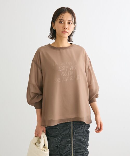 ELENCARE DUE（エレンカーレデュエ）の「・ELENCARE DUE シアープルオーバー（Tシャツ/カットソー・レディース・モカ/パープル/アイボリー/ブラック/チャコールグレー・FREE）」の10枚目の写真