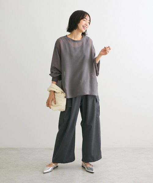 ELENCARE DUE（エレンカーレデュエ）の「・ELENCARE DUE シアープルオーバー（Tシャツ/カットソー・レディース・モカ/パープル/アイボリー/ブラック/チャコールグレー・FREE）」の16枚目の写真