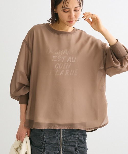 ELENCARE DUE（エレンカーレデュエ）の「・ELENCARE DUE シアープルオーバー（Tシャツ/カットソー・レディース・モカ/パープル/アイボリー/ブラック/チャコールグレー・FREE）」の4枚目の写真