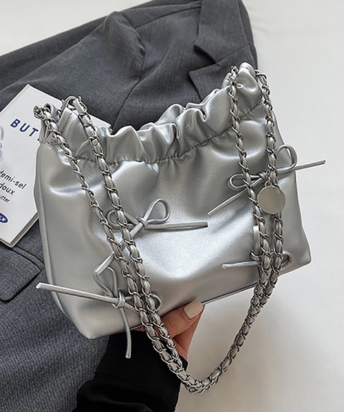 ABBEY MARKET(アビーマーケット)の「リボンデザイン ミニショルダーバッグ トートバッグ(ショルダーバッグ・レディース・ブラック/アイボリー/シルバー/ピンク・FREE)」の14枚目の写真