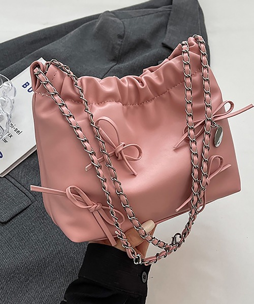 ABBEY MARKET(アビーマーケット)の「リボンデザイン ミニショルダーバッグ トートバッグ(ショルダーバッグ・レディース・ブラック/アイボリー/シルバー/ピンク・FREE)」の10枚目の写真