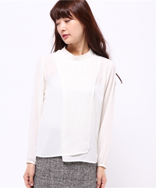 koe（コエ）の「ハイネック長袖レトロブラウス（シャツ/ブラウス・レディース・ホワイト/ネイビー・LARGE/SMALL/MEDIUM）」の3枚目の写真