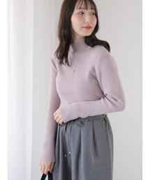 Te chichi TERRASSE | 袖パール釦ハイネックリブニット(ニット/セーター)