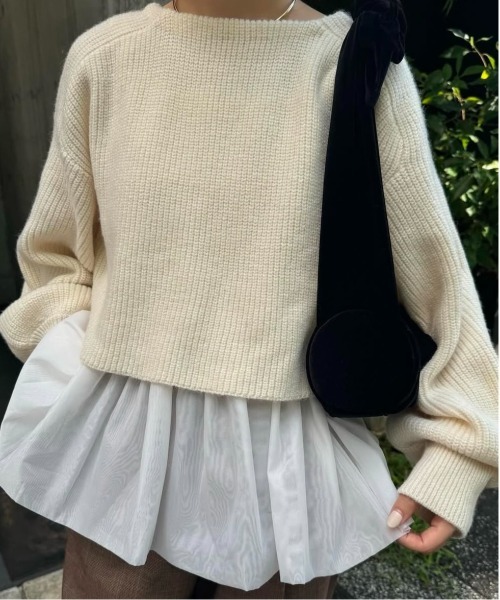 【セール】volume sleeve cami set short knit / ボリュームスリーブキャミセットショートニット（ニット/セーター）｜I_am（アイアム）