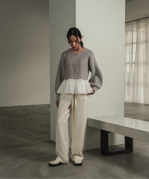 【セール】volume sleeve cami set short knit / ボリュームスリーブキャミセットショートニット（ニット/セーター）｜I_am（アイアム）
