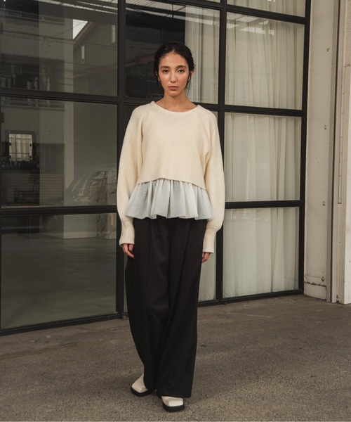 【セール】volume sleeve cami set short knit / ボリュームスリーブキャミセットショートニット（ニット/セーター）｜I_am（アイアム）