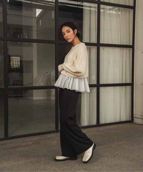 【セール】volume sleeve cami set short knit / ボリュームスリーブキャミセットショートニット（ニット/セーター）｜I_am（アイアム）