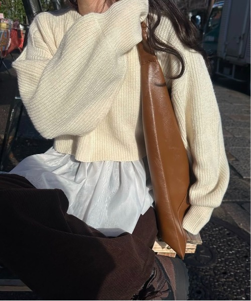 I_am（アイアム）の「volume sleeve cami set short knit / ボリュームスリーブキャミセットショートニット（ニット/セーター・レディース・アイボリー/グレー・FREE）」の3枚目の写真