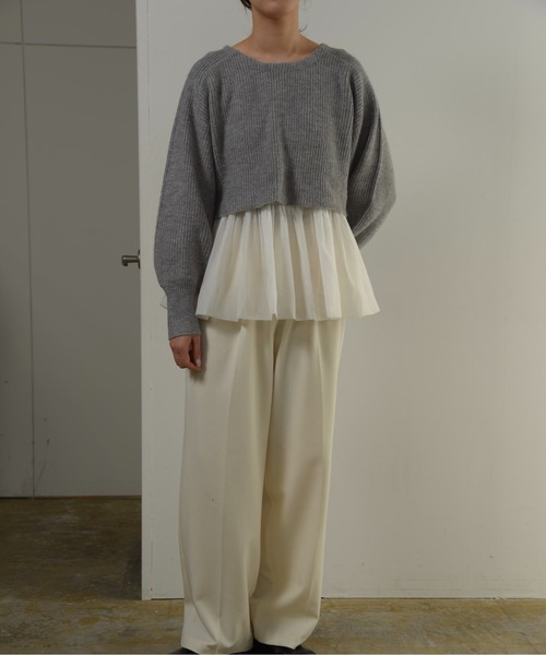 I_am（アイアム）の「volume sleeve cami set short knit / ボリュームスリーブキャミセットショートニット（ニット/セーター・レディース・アイボリー/グレー・FREE）」の5枚目の写真