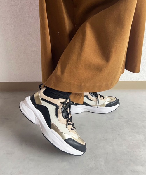 lus.(ラスドット)の「lus. 配色ダッドスニーカー(スニーカー・レディース・ブラック×ベージュ/レオパード/ホワイト×シルバー・M/L/LL/S)」の15枚目の写真