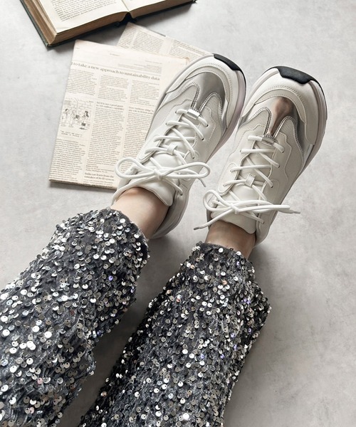 lus.(ラスドット)の「lus. 配色ダッドスニーカー(スニーカー・レディース・ブラック×ベージュ/レオパード/ホワイト×シルバー・M/L/LL/S)」の8枚目の写真