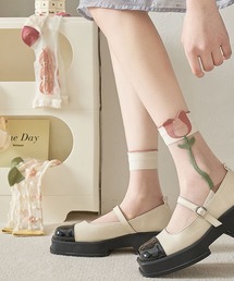 花柄シースルー靴下