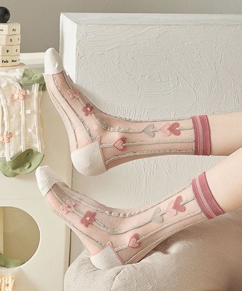 styiro（スタイロ）の「花柄シースルー靴下（ソックス/靴下・レディース・その他1/その他2/その他3/その他5/その他8/その他7/その他6/その他4/その他9/その他12/その他10/その他11・FREE）」の6枚目の写真