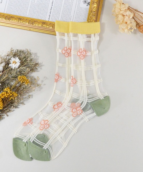 styiro（スタイロ）の「花柄シースルー靴下（ソックス/靴下・レディース・その他1/その他2/その他3/その他5/その他8/その他7/その他6/その他4/その他9/その他12/その他10/その他11・FREE）」の9枚目の写真