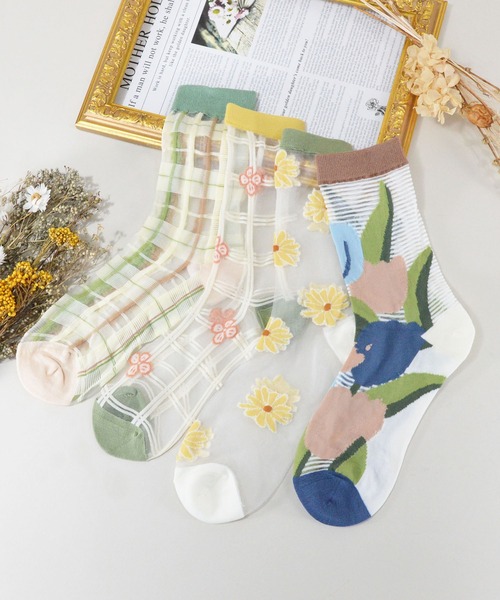 styiro（スタイロ）の「花柄シースルー靴下（ソックス/靴下・レディース・その他1/その他2/その他3/その他5/その他8/その他7/その他6/その他4/その他9/その他12/その他10/その他11・FREE）」の20枚目の写真
