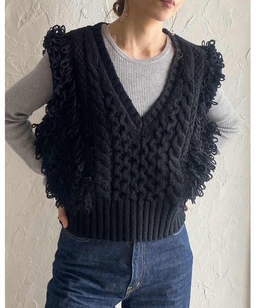 seyto サイズ2 / フリンジレイヤードメランジニットベスト seyto（セイト）の「Fringe layered melange knit vest