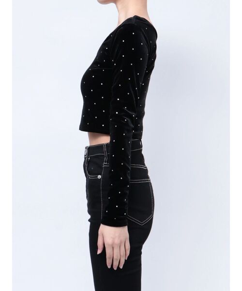 GYDA（ジェイダ）の「GYGY embroideryラインストーンベロアトップス（Tシャツ/カットソー・レディース・ブラック/オフホワイト・FREE）」の19枚目の写真
