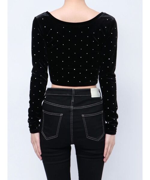 GYDA（ジェイダ）の「GYGY embroideryラインストーンベロアトップス（Tシャツ/カットソー・レディース・ブラック/オフホワイト・FREE）」の20枚目の写真